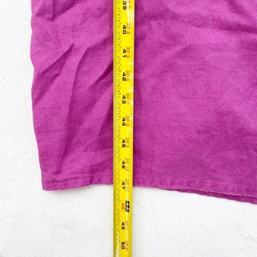 Mango Magenta Purple 100% Linen Wrap Midi Dress Size S V-Neck Side Tie - Picture 8 of 11